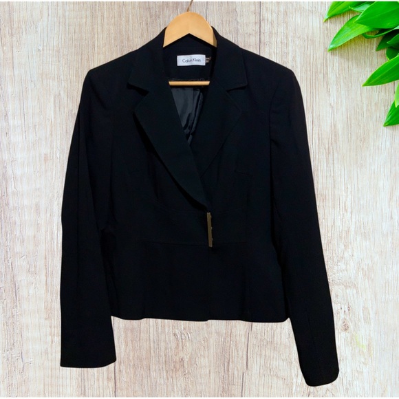 Calvin Klein Jackets & Blazers - Black Calvin Klein blazer with gold clasp. Size 10.